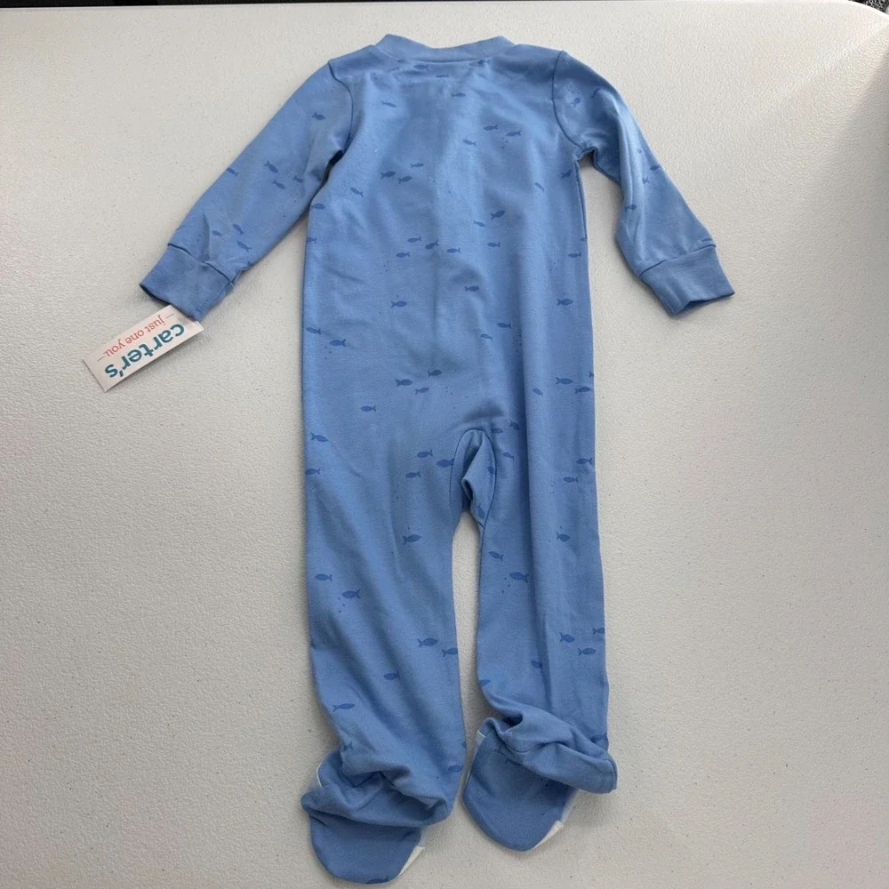 Carters Just One You 2-Piece Set Blue Shark Footie & White Bear Hooded Robe‎ 9M